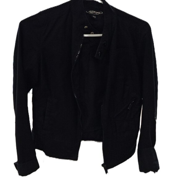 🔥 Rare Christian Audigier Ed Hardy Rhinestone Skull Jacket - Picture 2 of 4